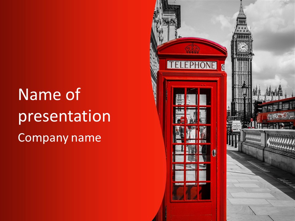 Landscape London Red Bus PowerPoint Template