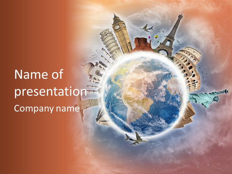 Flight Rome Europe PowerPoint Template