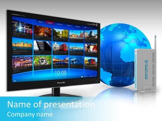 Technology Downloading Screen PowerPoint Template