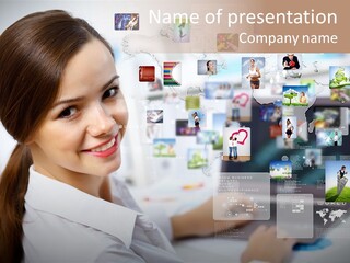 Map Woman Technology PowerPoint Template