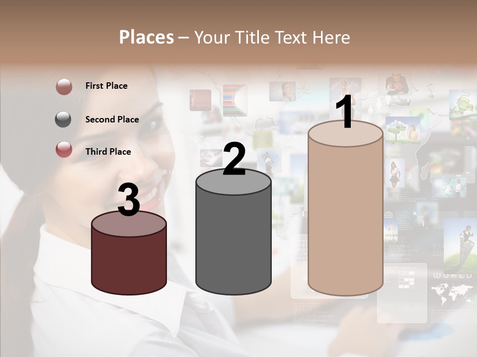 Map Woman Technology PowerPoint Template