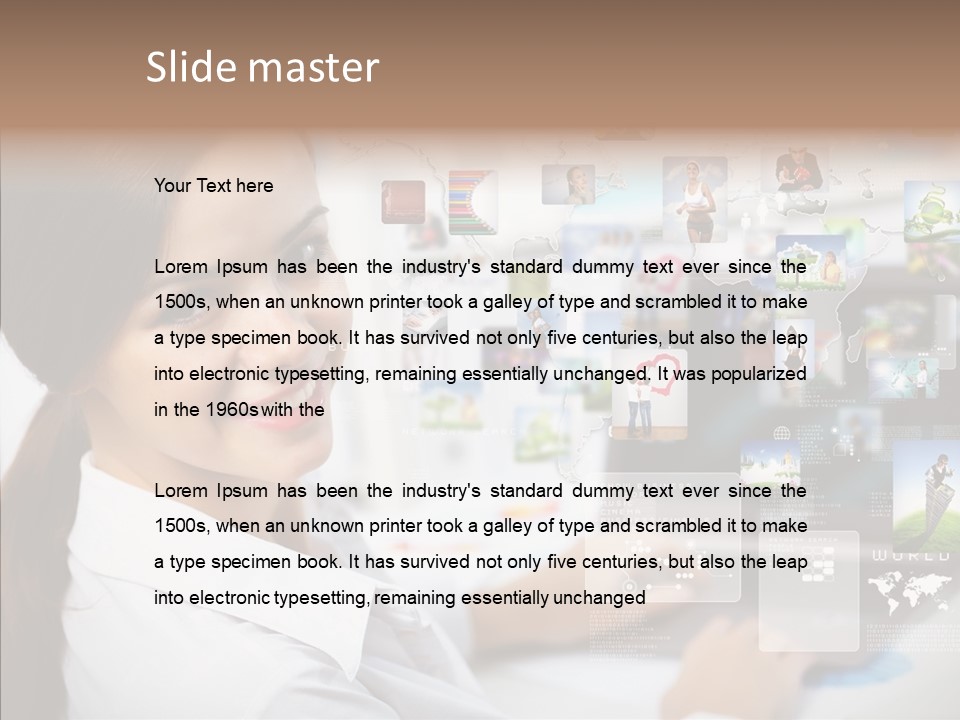 Map Woman Technology PowerPoint Template