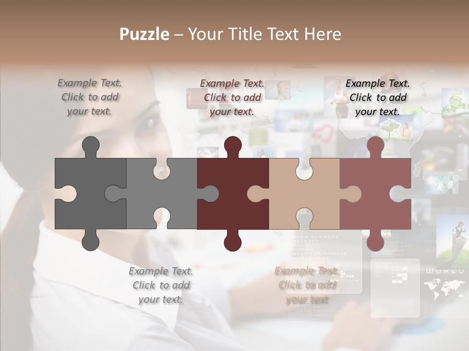 Map Woman Technology PowerPoint Template