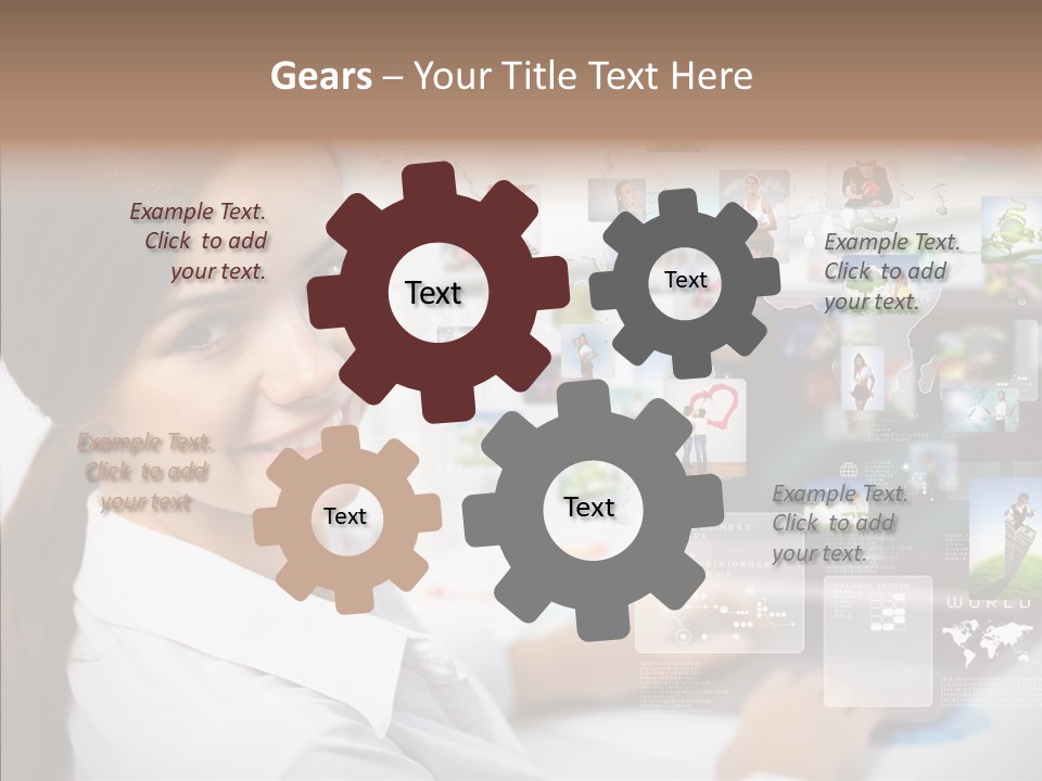 Map Woman Technology PowerPoint Template