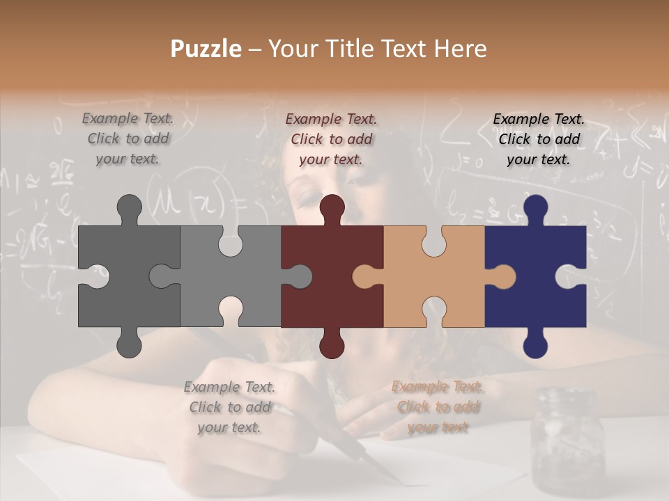 University Desk Blonde PowerPoint Template