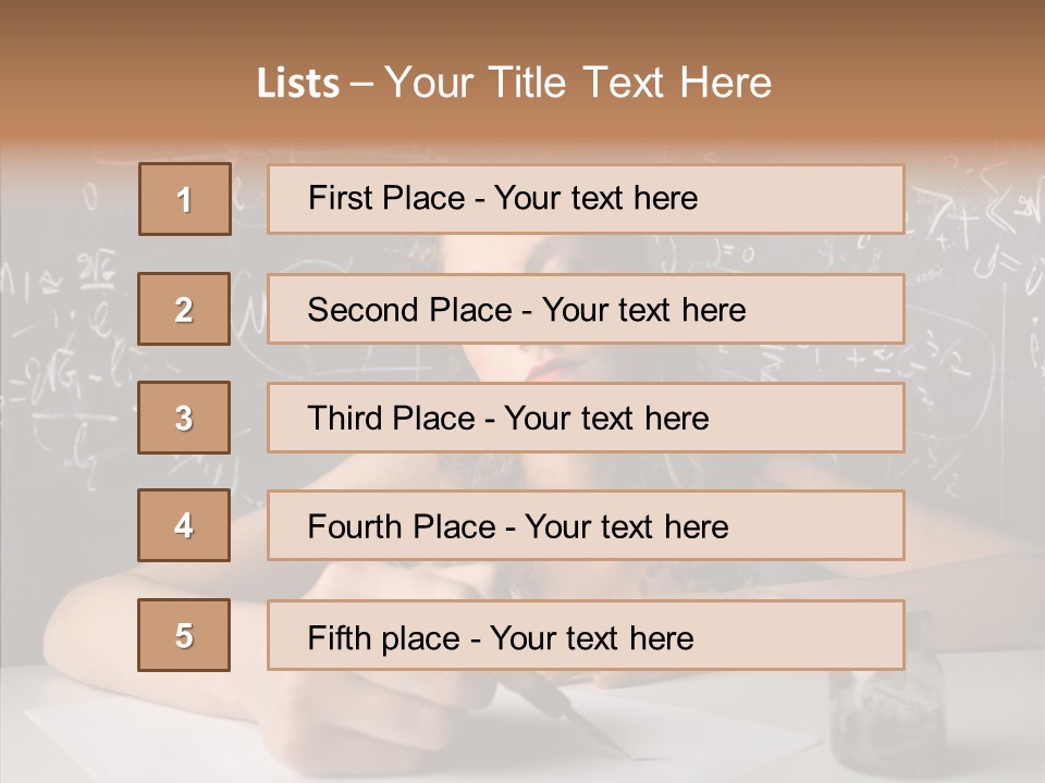 University Desk Blonde PowerPoint Template