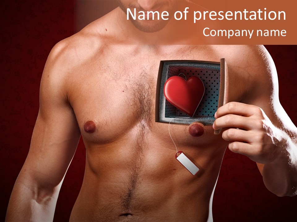 Heart Dedication Moustache PowerPoint Template