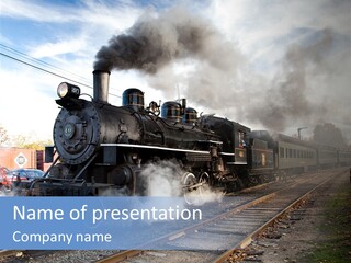 Train Steam Locomotive PowerPoint Template