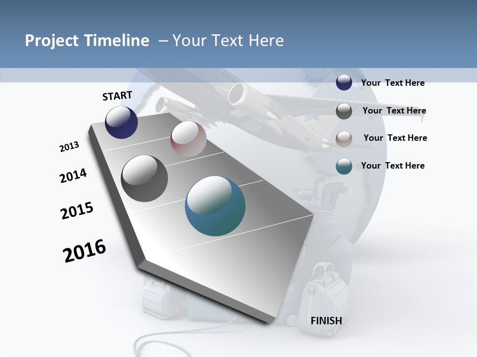 Golf Stick International Suitcase PowerPoint Template