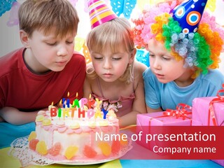 Blowing Sibling Clown PowerPoint Template