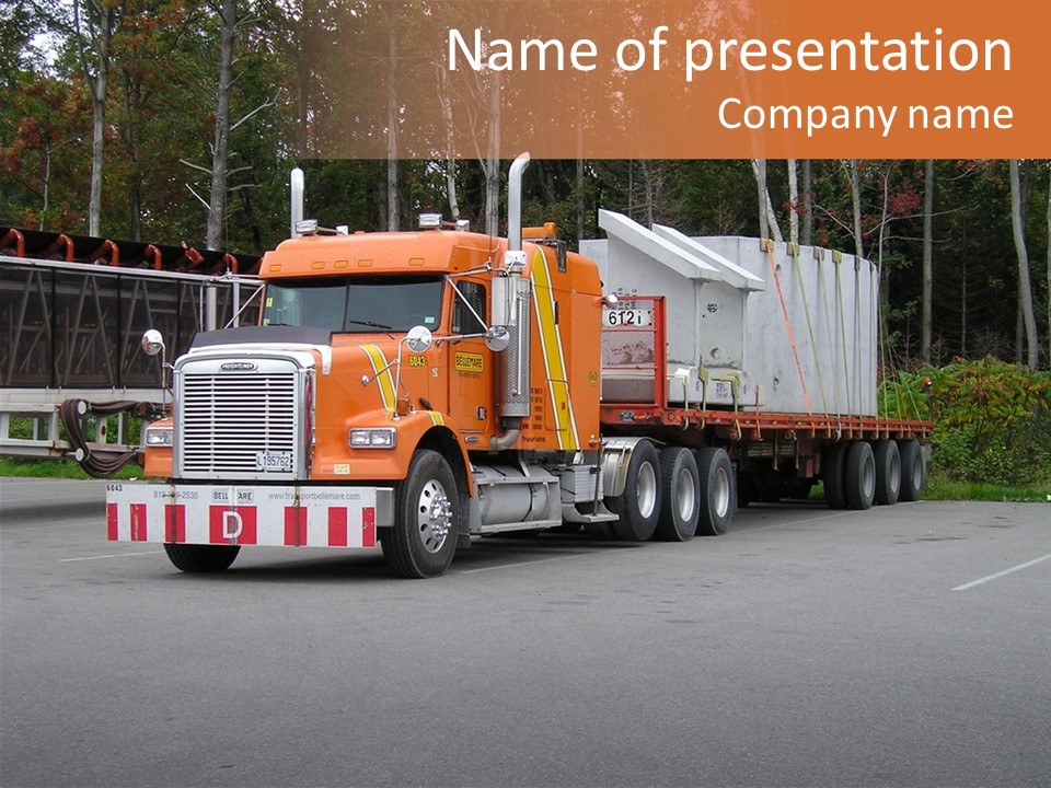 Canada Truck Orange PowerPoint Template