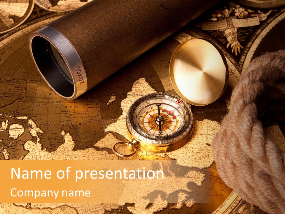 Navigation Antique Compass PowerPoint Template