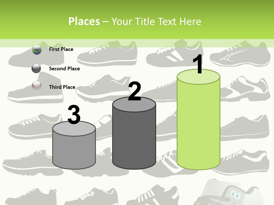 A Group Of Shoes With A Green Background PowerPoint Template