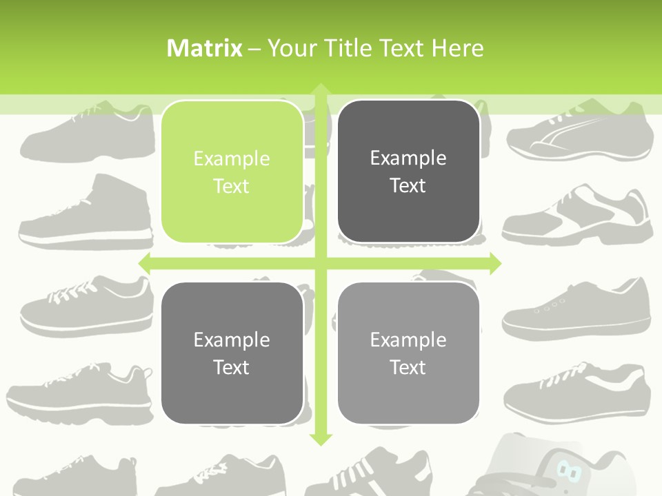 A Group Of Shoes With A Green Background PowerPoint Template