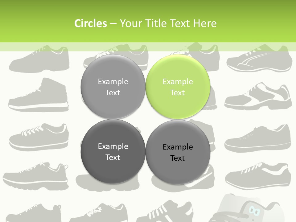 A Group Of Shoes With A Green Background PowerPoint Template