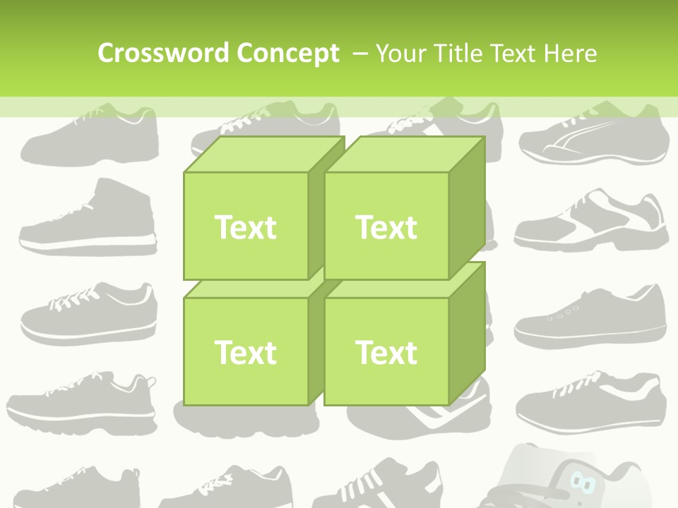 A Group Of Shoes With A Green Background PowerPoint Template