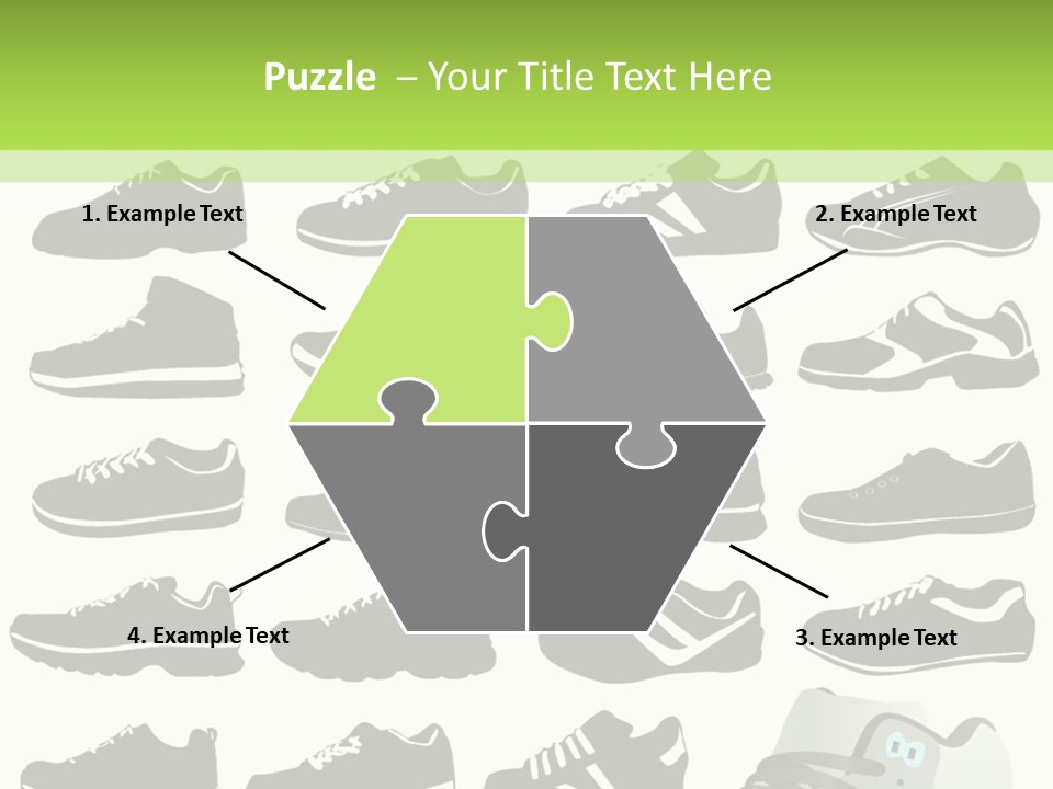 A Group Of Shoes With A Green Background PowerPoint Template
