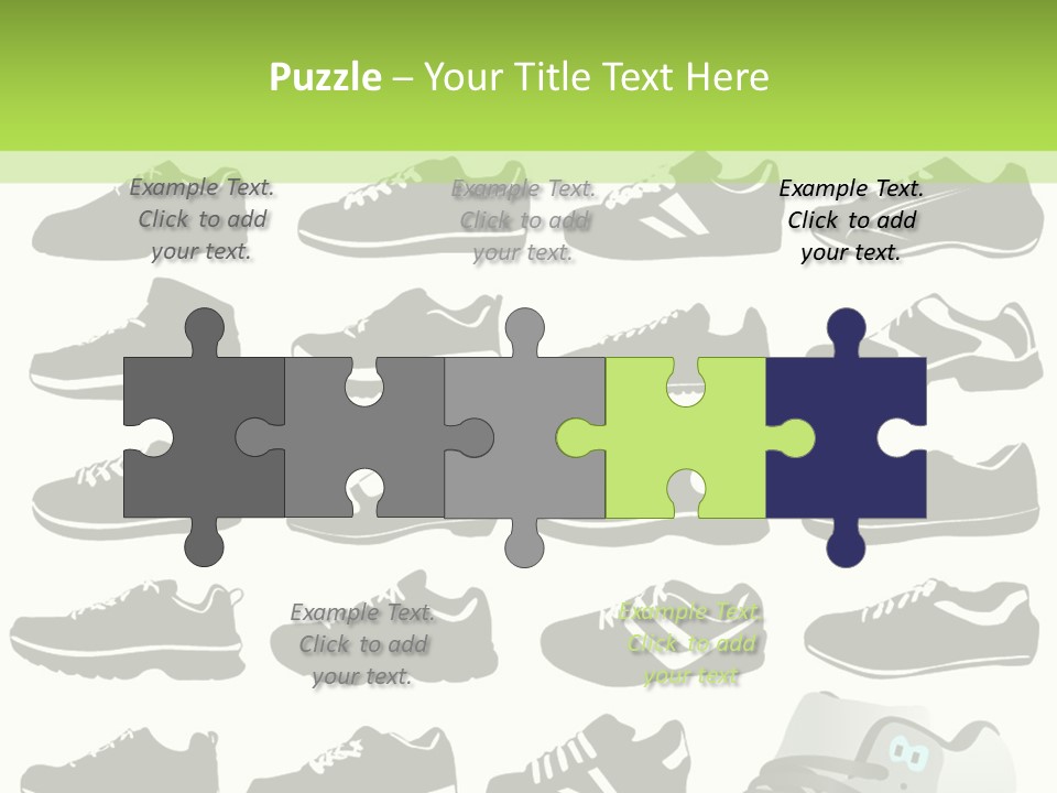A Group Of Shoes With A Green Background PowerPoint Template