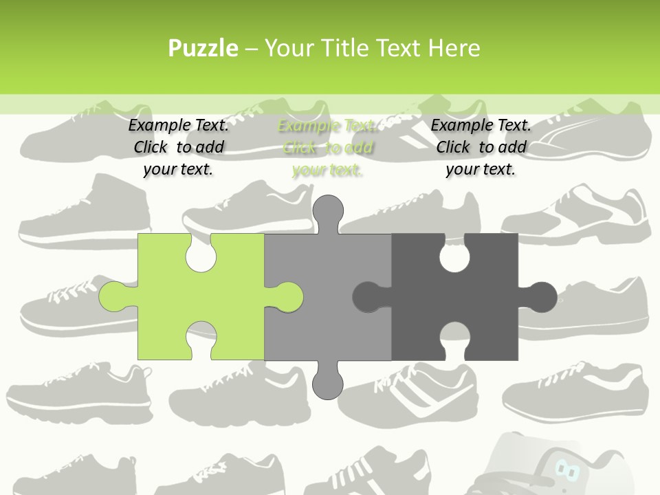 A Group Of Shoes With A Green Background PowerPoint Template