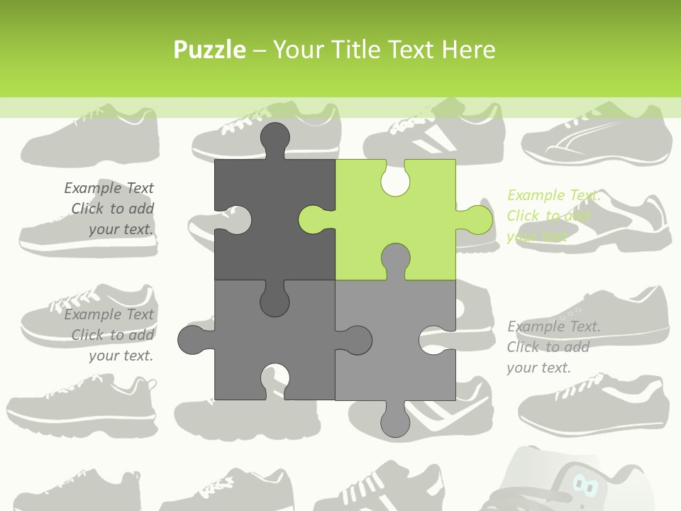 A Group Of Shoes With A Green Background PowerPoint Template