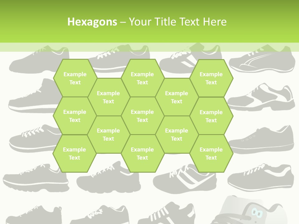A Group Of Shoes With A Green Background PowerPoint Template