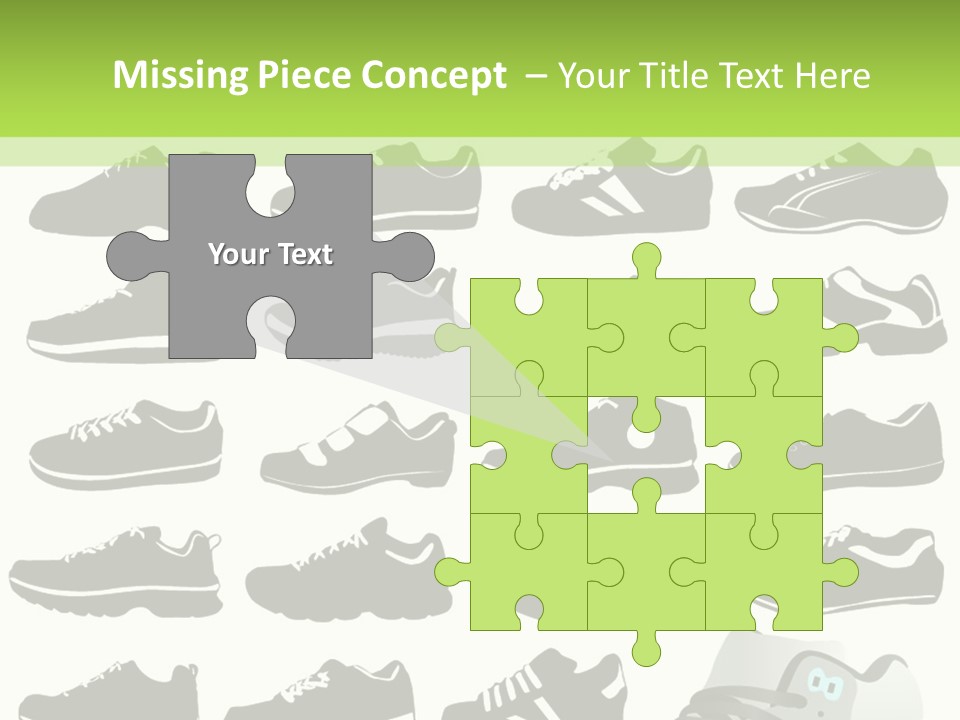 A Group Of Shoes With A Green Background PowerPoint Template