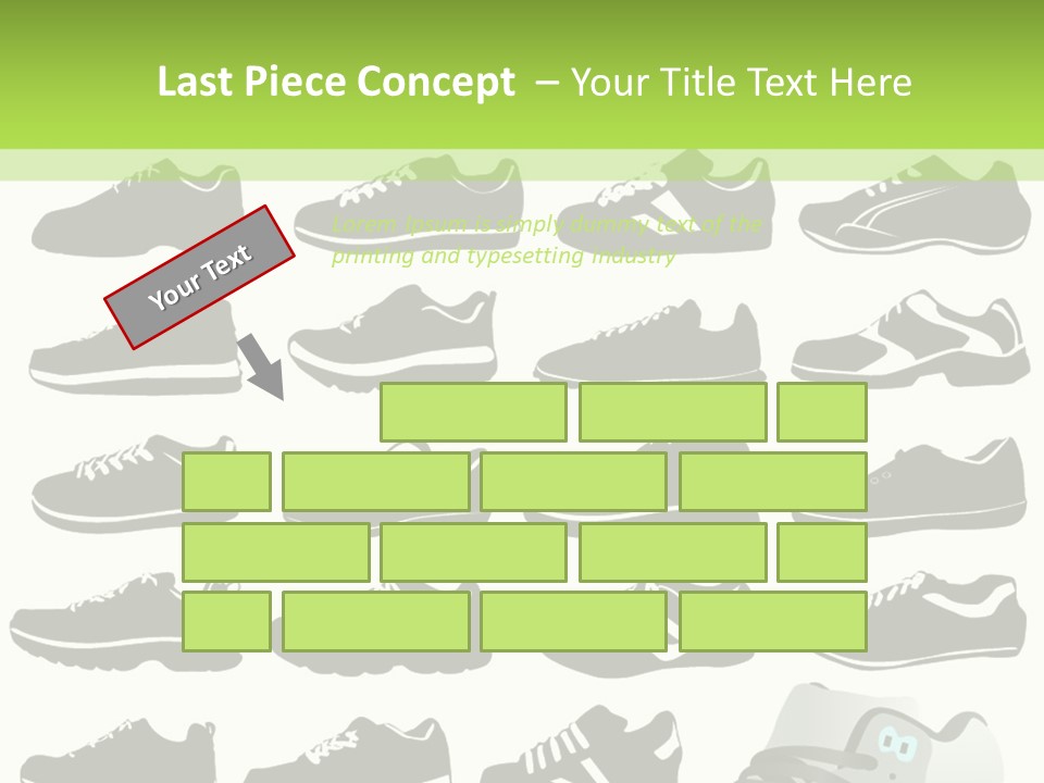 A Group Of Shoes With A Green Background PowerPoint Template
