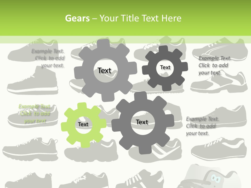 A Group Of Shoes With A Green Background PowerPoint Template