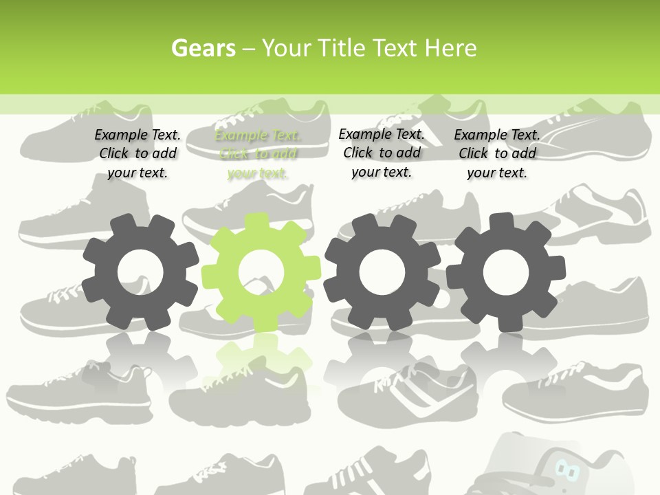 A Group Of Shoes With A Green Background PowerPoint Template