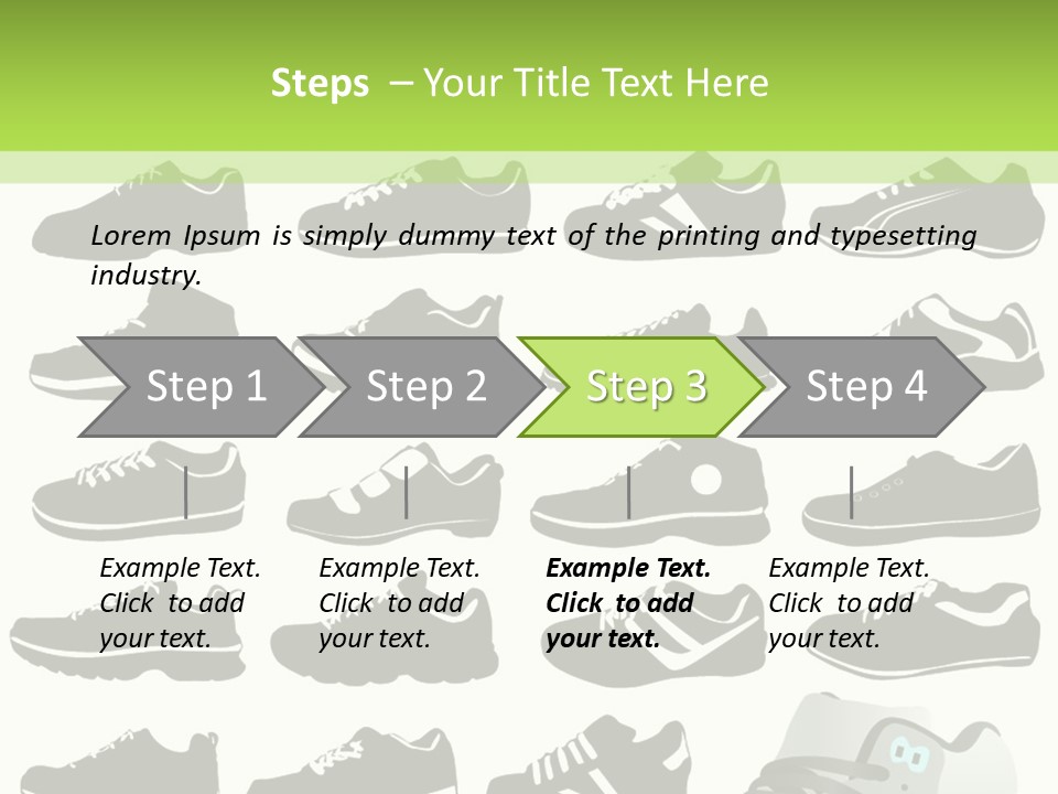 A Group Of Shoes With A Green Background PowerPoint Template
