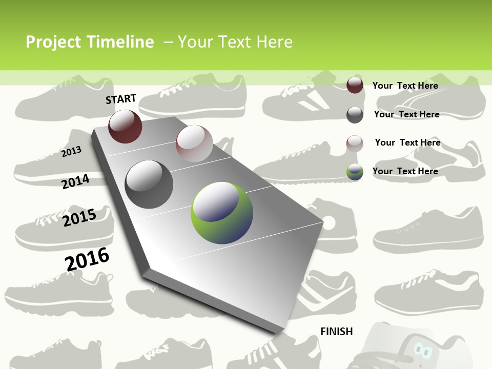 A Group Of Shoes With A Green Background PowerPoint Template