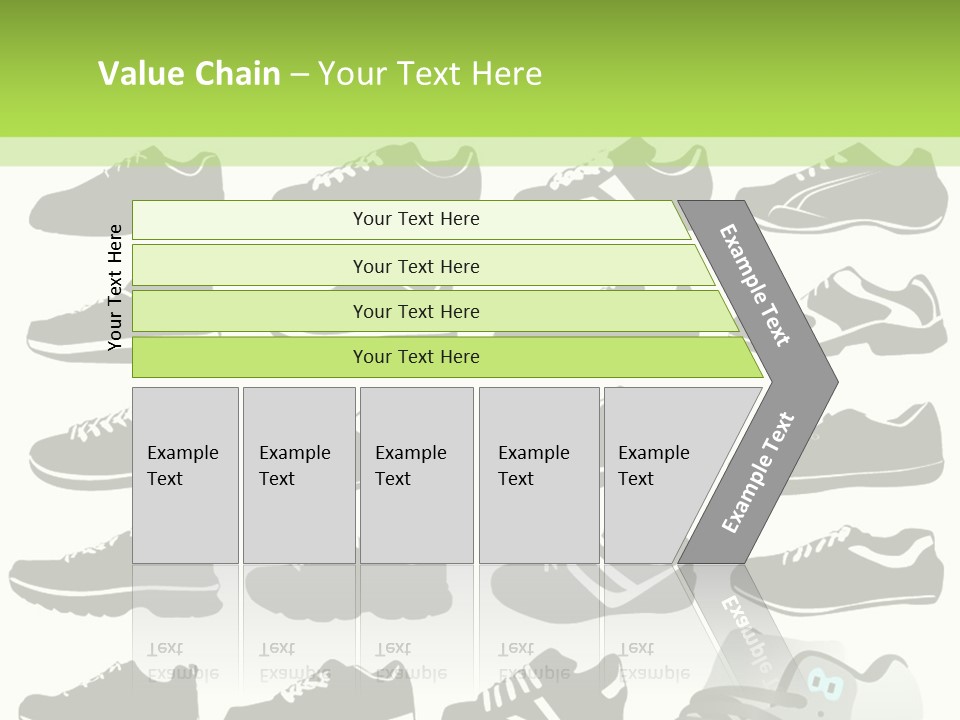 A Group Of Shoes With A Green Background PowerPoint Template