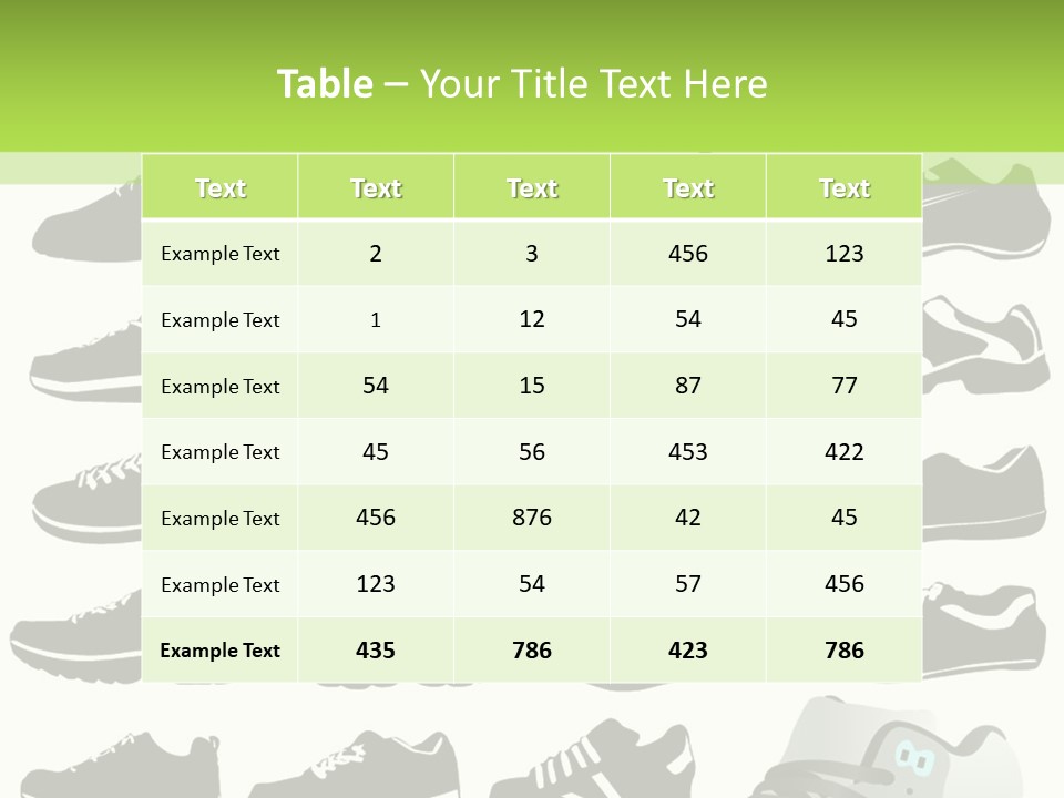 A Group Of Shoes With A Green Background PowerPoint Template