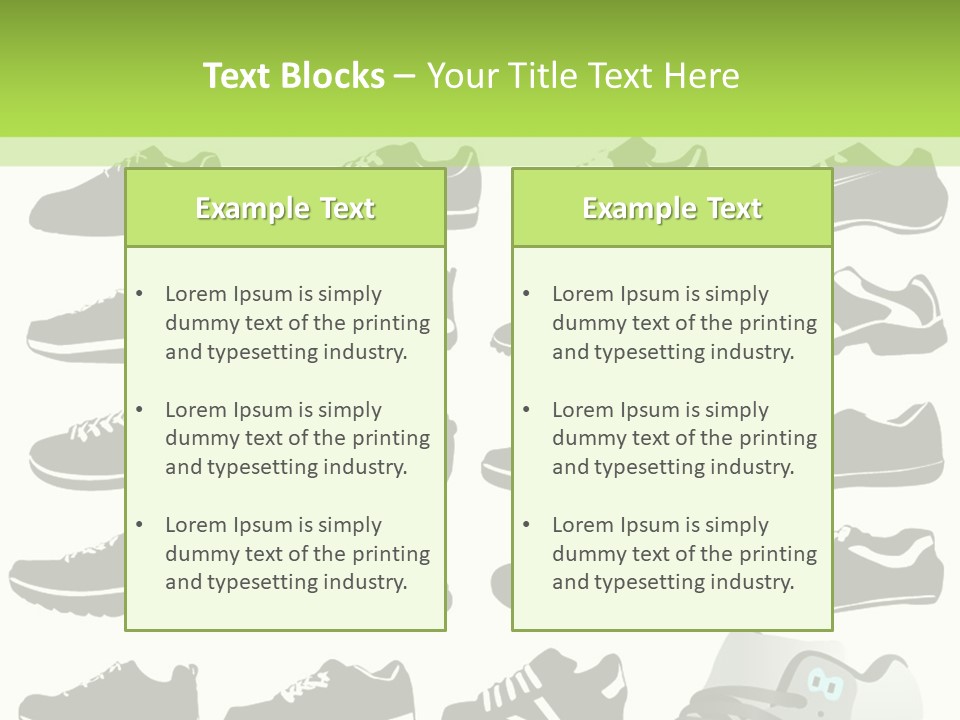 A Group Of Shoes With A Green Background PowerPoint Template