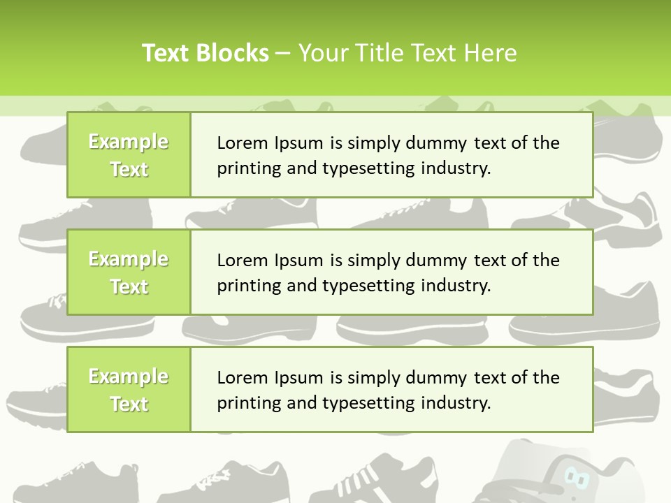 A Group Of Shoes With A Green Background PowerPoint Template