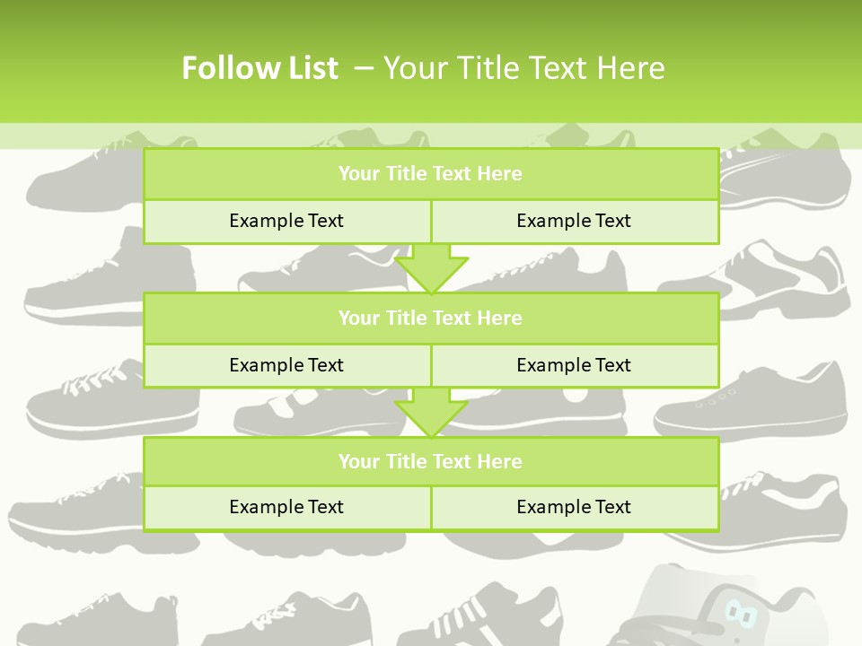 A Group Of Shoes With A Green Background PowerPoint Template