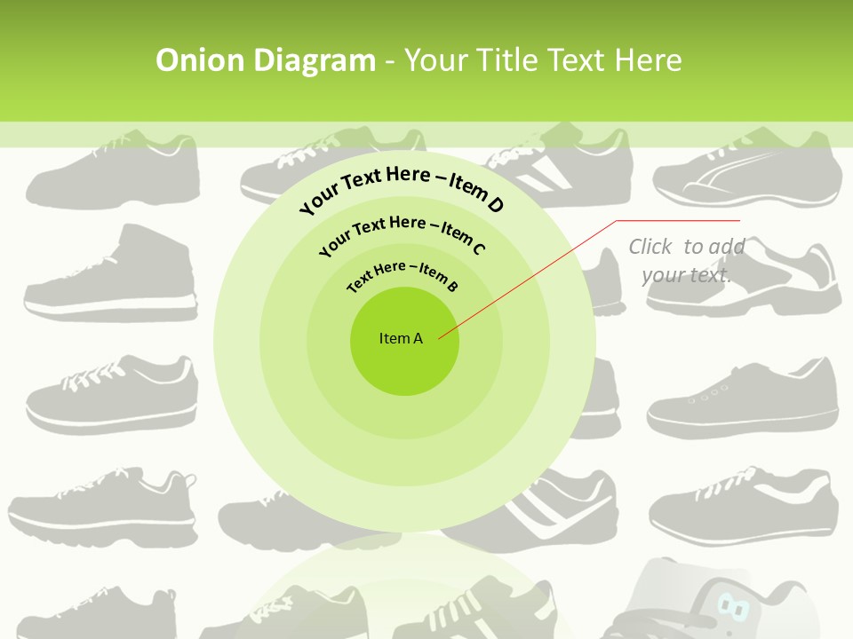 A Group Of Shoes With A Green Background PowerPoint Template