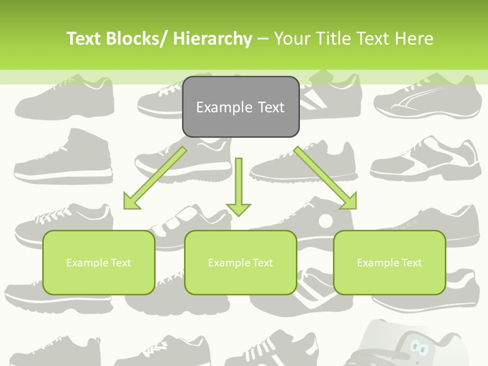 A Group Of Shoes With A Green Background PowerPoint Template