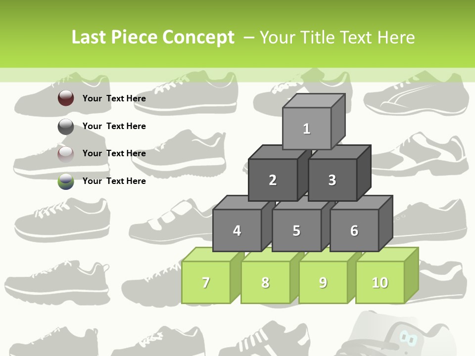 A Group Of Shoes With A Green Background PowerPoint Template