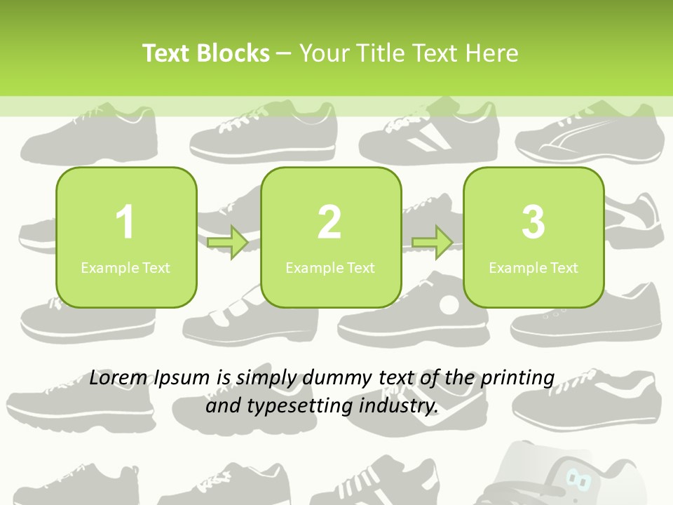 A Group Of Shoes With A Green Background PowerPoint Template