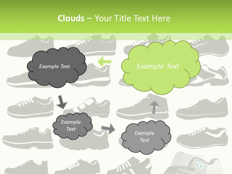 A Group Of Shoes With A Green Background PowerPoint Template