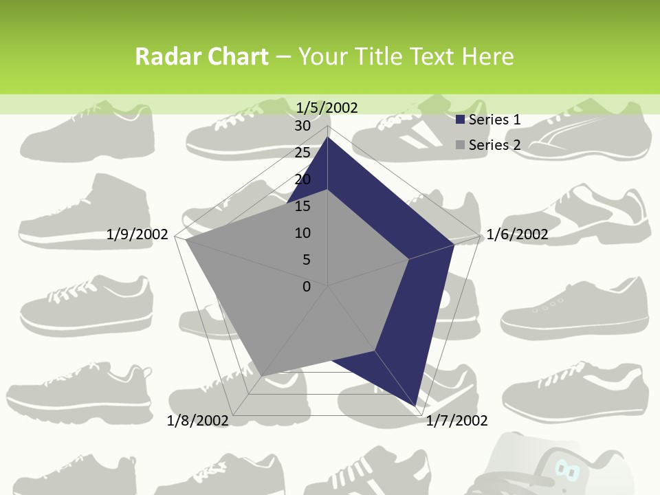 A Group Of Shoes With A Green Background PowerPoint Template