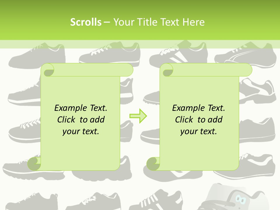 A Group Of Shoes With A Green Background PowerPoint Template