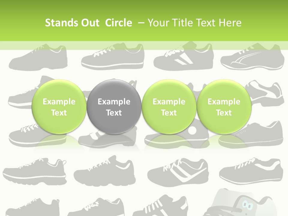 A Group Of Shoes With A Green Background PowerPoint Template
