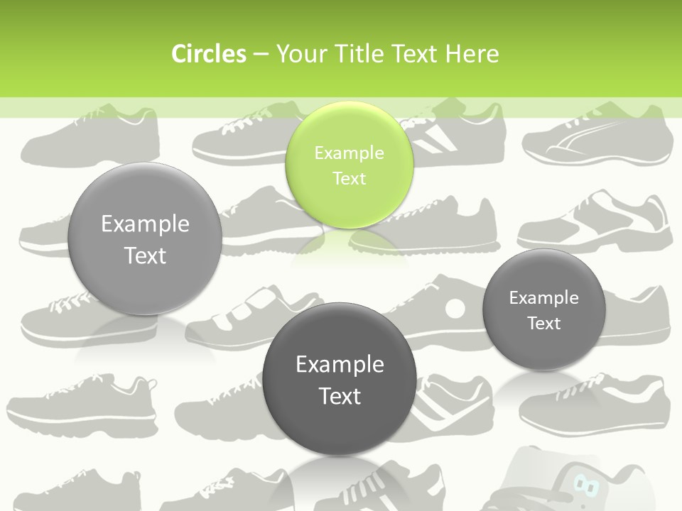 A Group Of Shoes With A Green Background PowerPoint Template
