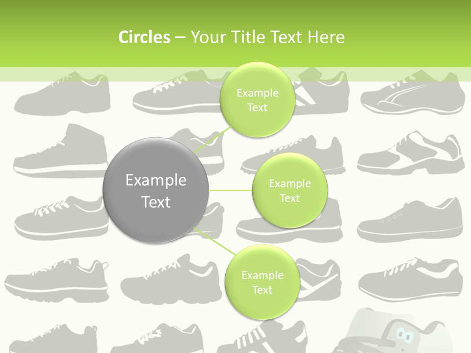 A Group Of Shoes With A Green Background PowerPoint Template