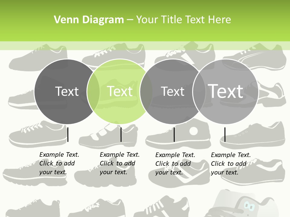 A Group Of Shoes With A Green Background PowerPoint Template
