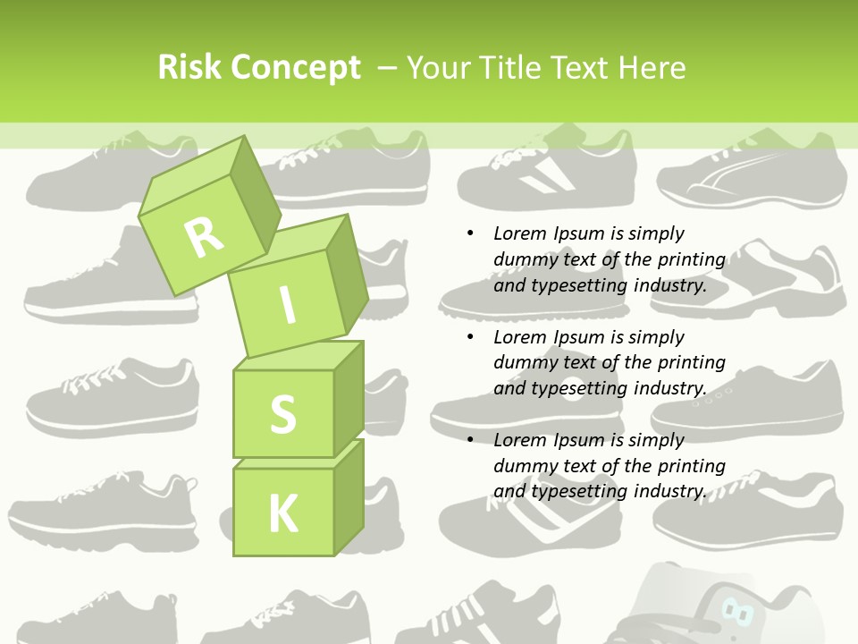 A Group Of Shoes With A Green Background PowerPoint Template