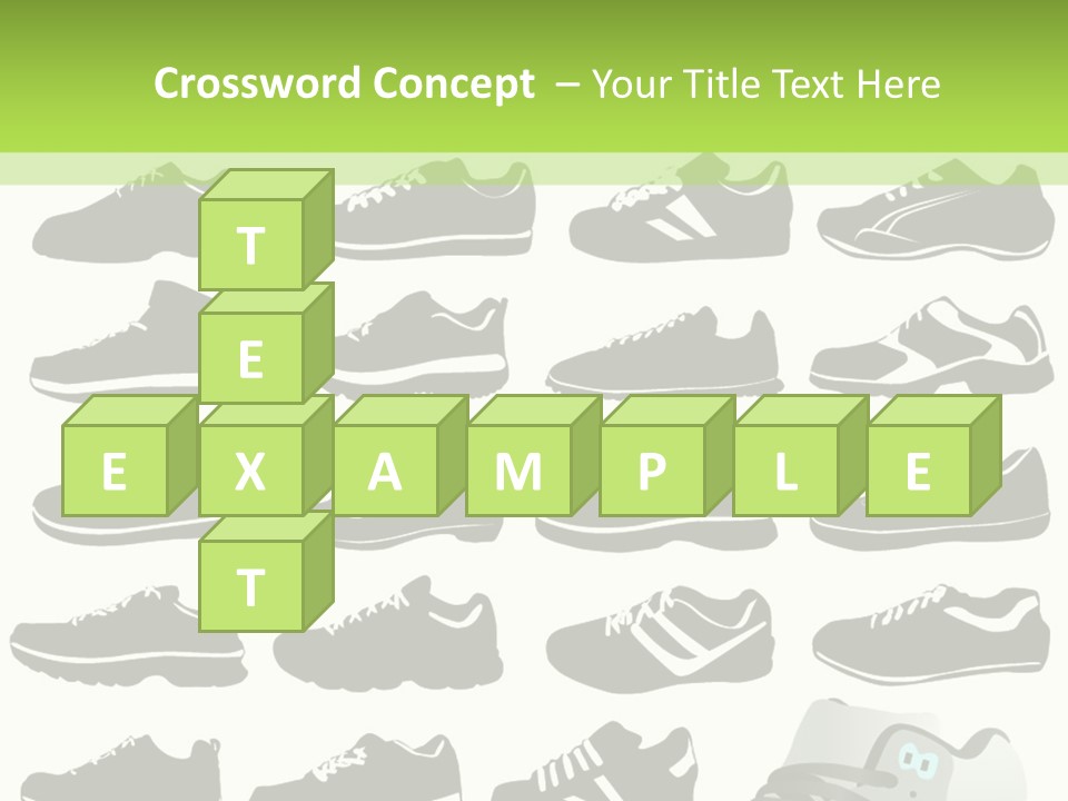 A Group Of Shoes With A Green Background PowerPoint Template