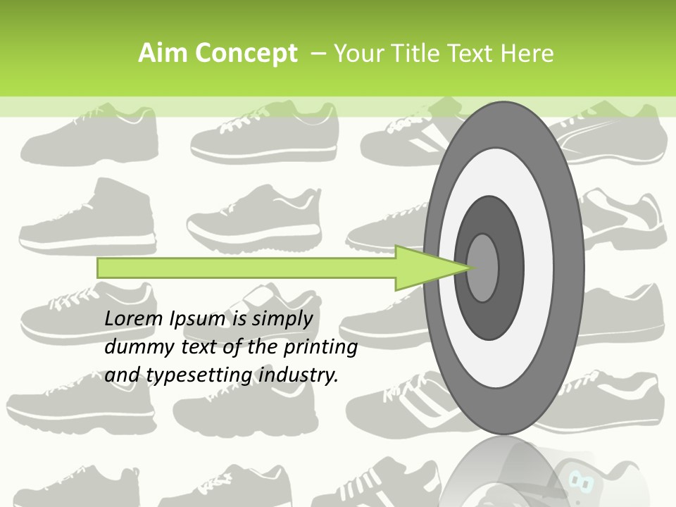 A Group Of Shoes With A Green Background PowerPoint Template